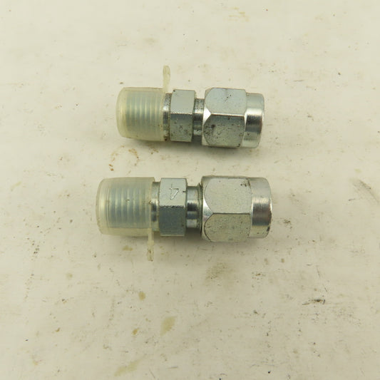 Lenz 1/4 NPT Male X 1/4" OD O Ring Tube -4 100-4-4 Connector Fitting Lot Of 2