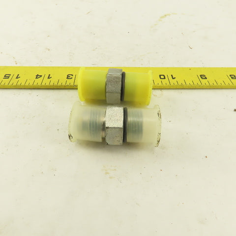 3/8" Hose 3/4-16 (-8) JIC Flare 37-? X 3/8 NPT O-Ring Straight Fitting Lot Of 2
