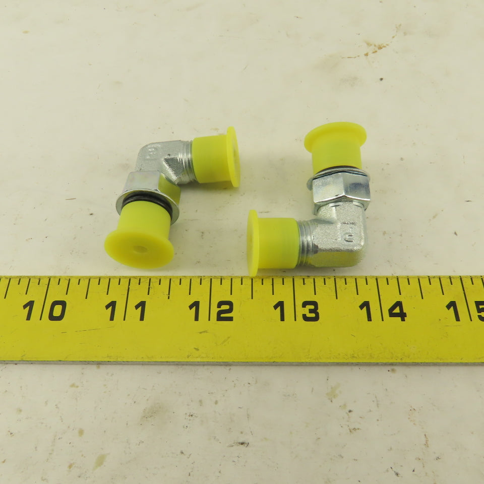 1/4" OD Tube 9/16-18 JIC 9/16-18 O-Ring Boss 90-? Elbow Lot Of 2