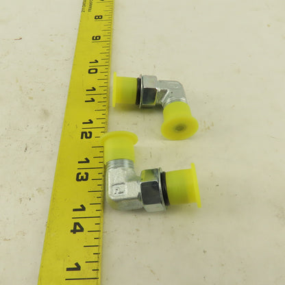 1/4" OD Tube 9/16-18 JIC 9/16-18 O-Ring Boss 90-? Elbow Lot Of 2