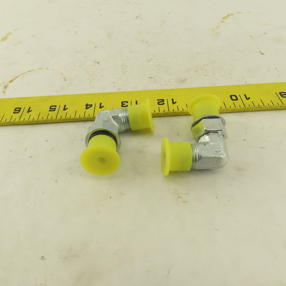 1/4" OD Tube 9/16-18 JIC 9/16-18 O-Ring Boss 90-? Elbow Lot Of 2