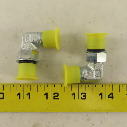 1/4" OD Tube 9/16-18 JIC 9/16-18 O-Ring Boss 90-? Elbow Lot Of 2