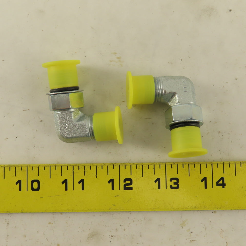 1/4" OD Tube 9/16-18 JIC 9/16-18 O-Ring Boss 90-? Elbow Lot Of 2