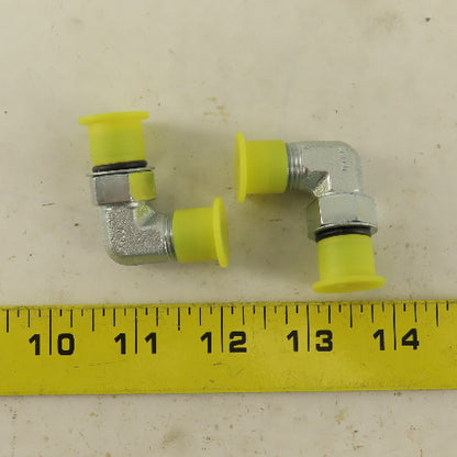 1/4" OD Tube 9/16-18 JIC 9/16-18 O-Ring Boss 90-? Elbow Lot Of 2