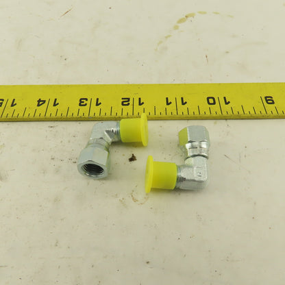 Parker 4C6X-S 3/16" OD Tube 7/16-20 JIC Male X 7/16 Female Swivel Lot Of 2