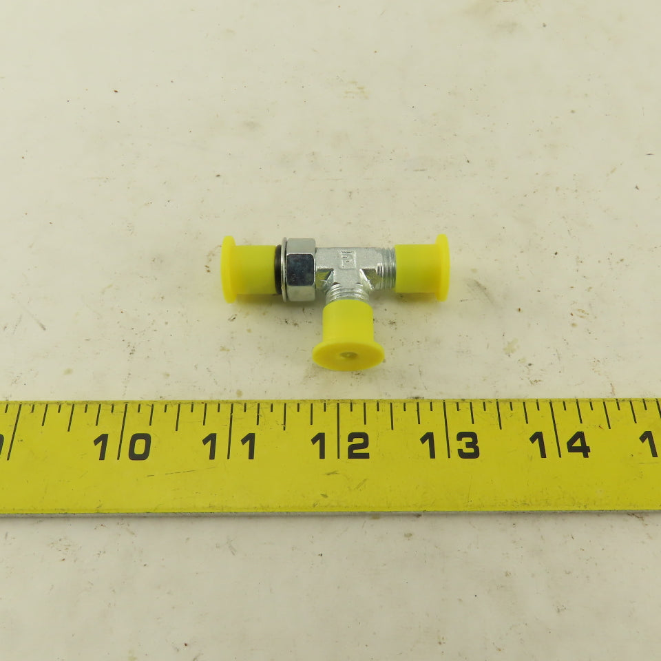 Parker 4R50XS 3/16" Tube OD 7/16-20 ORB Male X 7/16-20 (-4) JIC Flare Run TEE