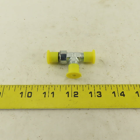 Parker 4R50XS 3/16" Tube OD 7/16-20 ORB Male X 7/16-20 (-4) JIC Flare Run TEE