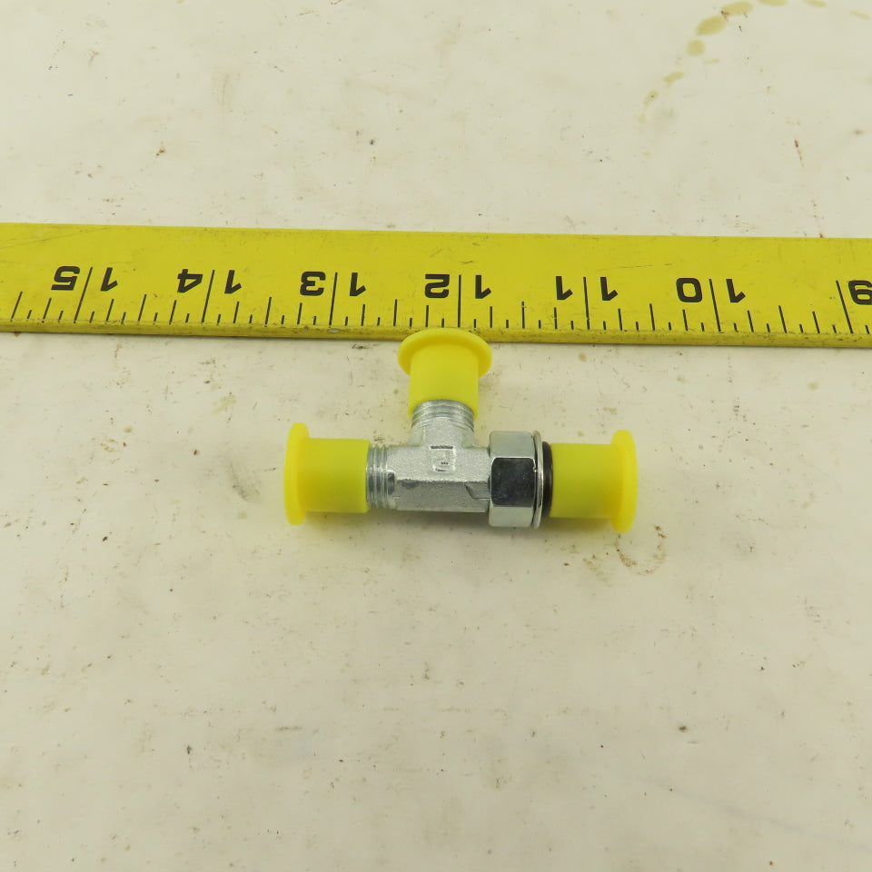 Parker 4R50XS 3/16" Tube OD 7/16-20 ORB Male X 7/16-20 (-4) JIC Flare Run TEE