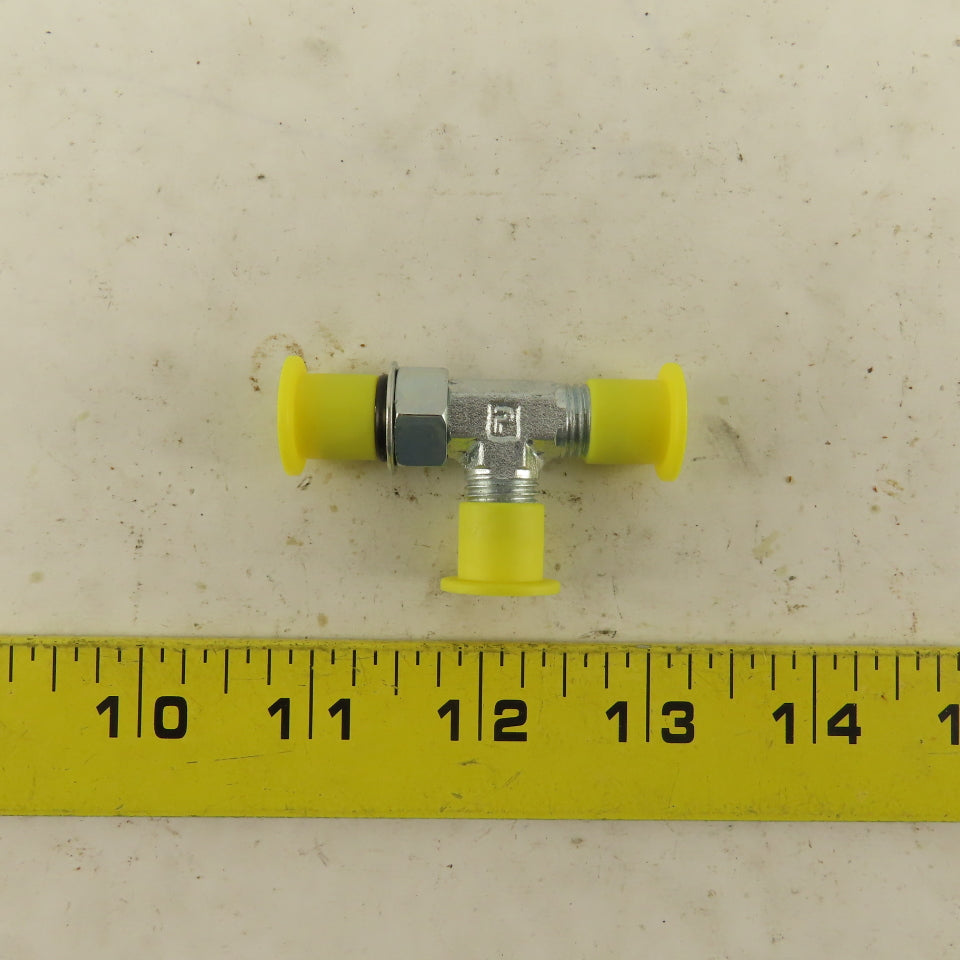 Parker 4R50XS 3/16" Tube OD 7/16-20 ORB Male X 7/16-20 (-4) JIC Flare Run TEE