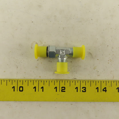 Parker 4R50XS 3/16" Tube OD 7/16-20 ORB Male X 7/16-20 (-4) JIC Flare Run TEE