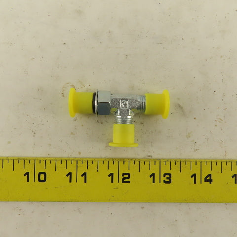Parker 4R50XS 3/16" Tube OD 7/16-20 ORB Male X 7/16-20 (-4) JIC Flare Run TEE