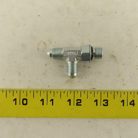 Parker 4R50XS 3/16" Tube OD 7/16-20 ORB Male X 7/16-20 (-4) JIC Flare Run TEE