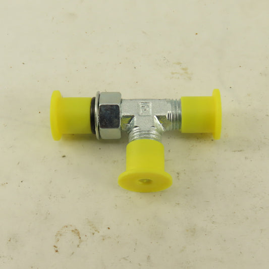 Parker 4R50XS 3/16" Tube OD 7/16-20 ORB Male X 7/16-20 (-4) JIC Flare Run TEE
