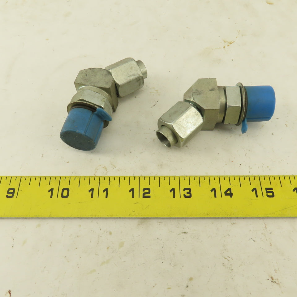 3/8" Tube 3/4-16 (-8) Male Flare X 7/8-14 ORB 45° Elbow Lot Of 2