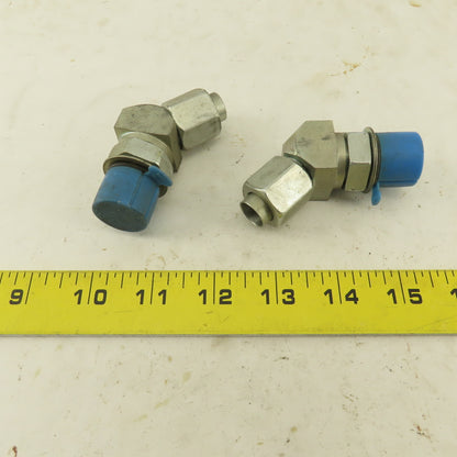 3/8" Tube 3/4-16 (-8) Male Flare X 7/8-14 ORB 45° Elbow Lot Of 2