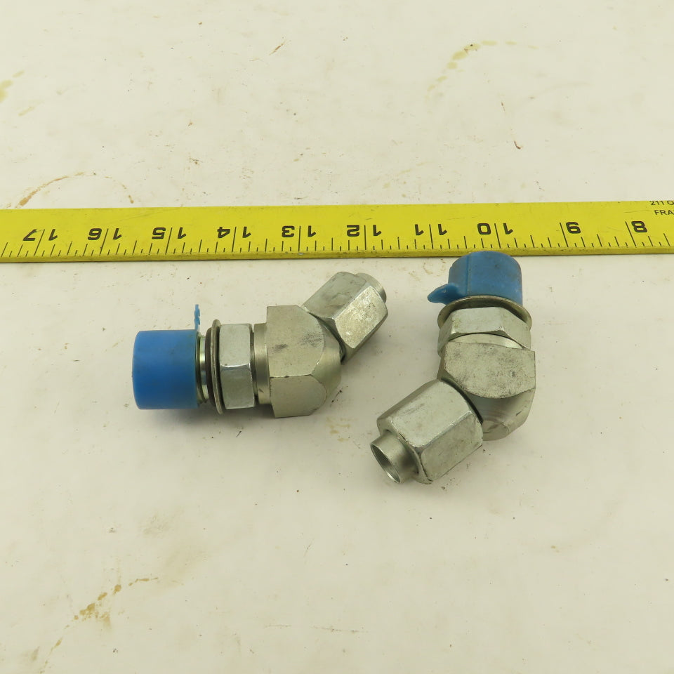 3/8" Tube 3/4-16 (-8) Male Flare X 7/8-14 ORB 45° Elbow Lot Of 2