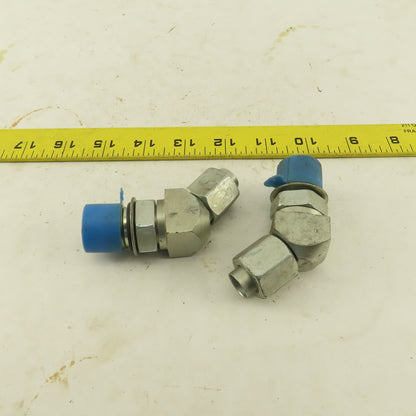 3/8" Tube 3/4-16 (-8) Male Flare X 7/8-14 ORB 45° Elbow Lot Of 2