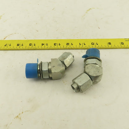 3/8" Tube 3/4-16 (-8) Male Flare X 7/8-14 ORB 45° Elbow Lot Of 2