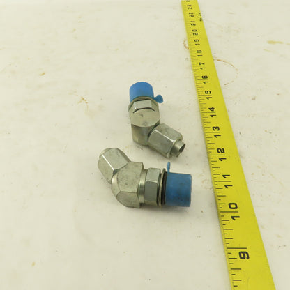 3/8" Tube 3/4-16 (-8) Male Flare X 7/8-14 ORB 45° Elbow Lot Of 2