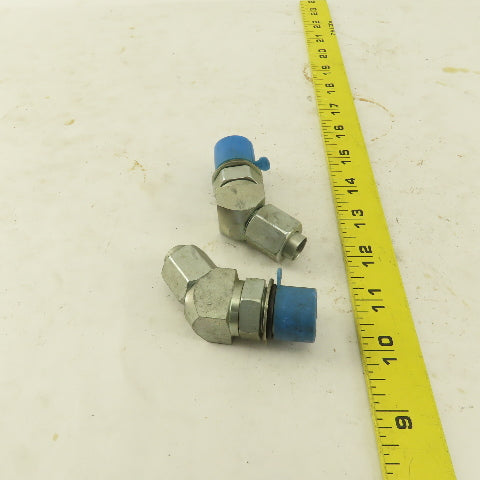 3/8" Tube 3/4-16 (-8) Male Flare X 7/8-14 ORB 45° Elbow Lot Of 2