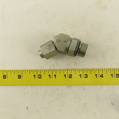 3/8" Tube 3/4-16 (-8) Male Flare X 7/8-14 ORB 45° Elbow Lot Of 2