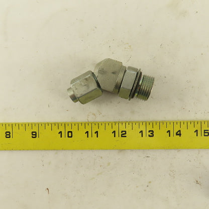 3/8" Tube 3/4-16 (-8) Male Flare X 7/8-14 ORB 45° Elbow Lot Of 2