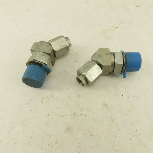 3/8" Tube 3/4-16 (-8) Male Flare X 7/8-14 ORB 45° Elbow Lot Of 2
