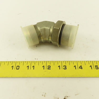 Parker 7/8" OD Tube 1-5/16-12 JIC Flare X 1-5/16-12 ORB 45° Elbow