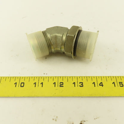 Parker 7/8" OD Tube 1-5/16-12 JIC Flare X 1-5/16-12 ORB 45° Elbow