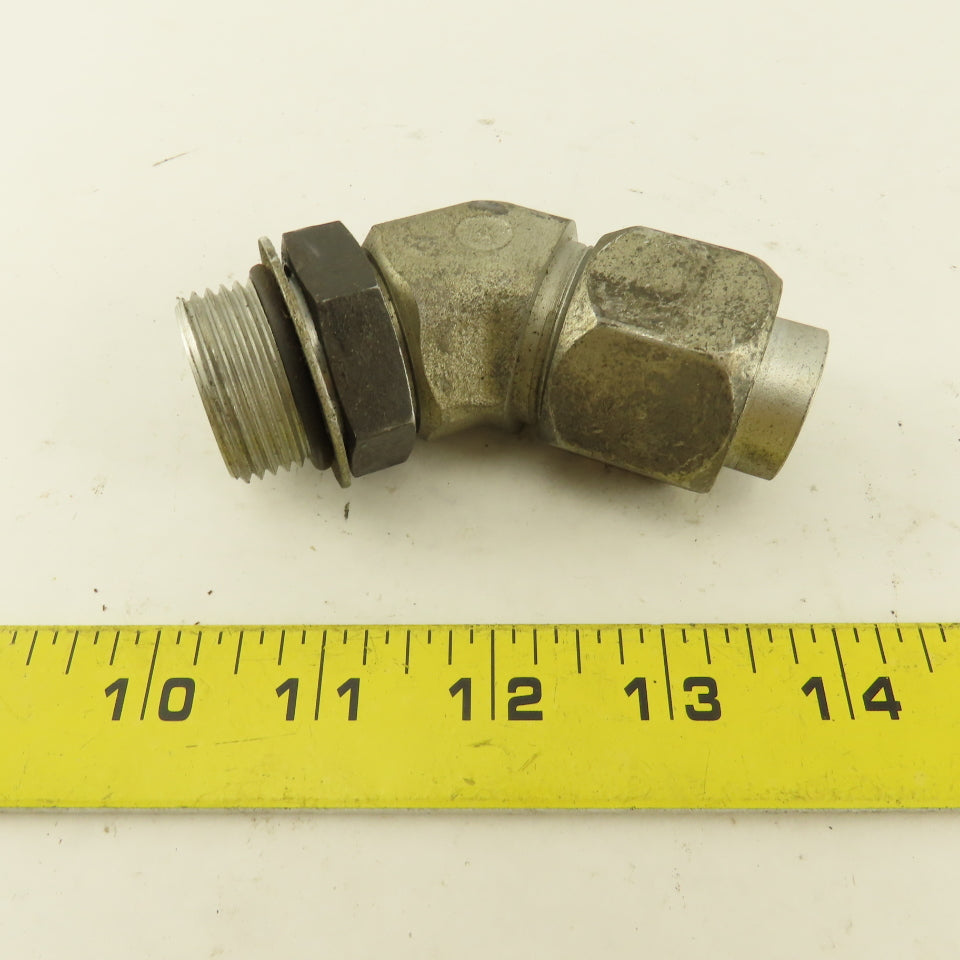 3/4" OD Tube 1-3/16-12 JIC X 1-3/16-12 ORB 45° Elbow