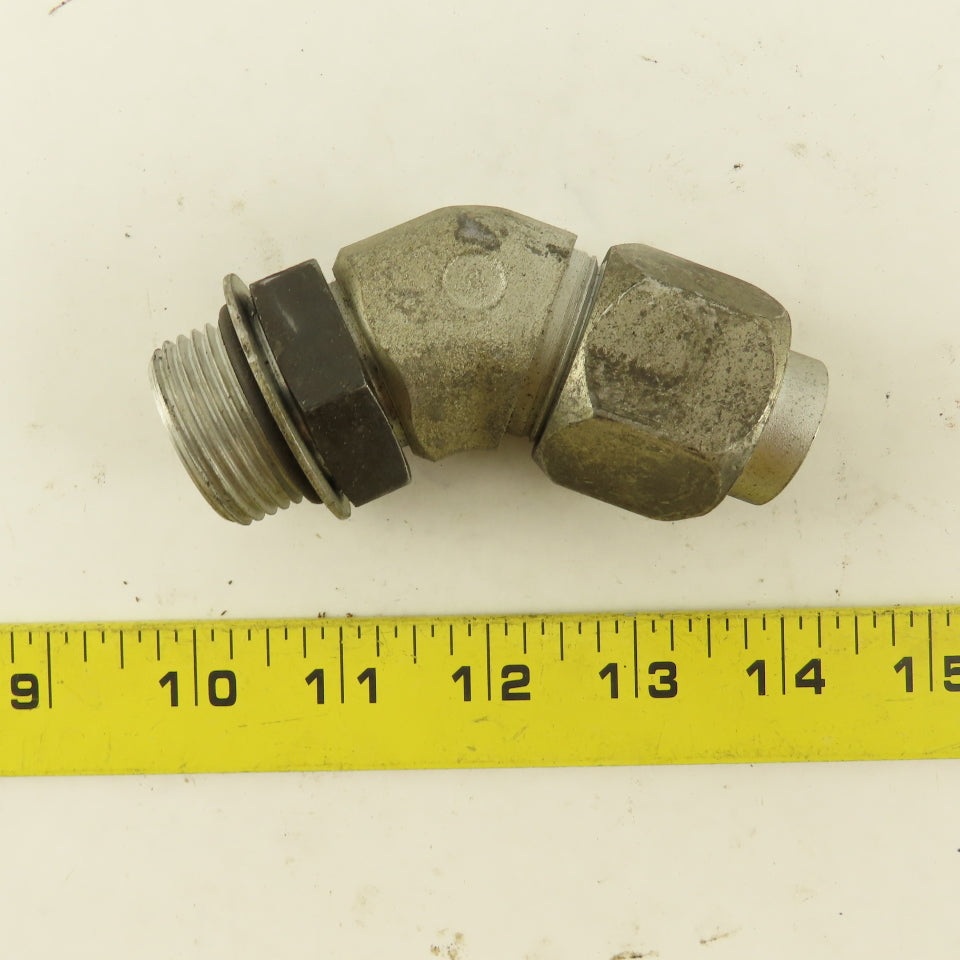3/4" OD Tube 1-3/16-12 JIC X 1-3/16-12 ORB 45° Elbow