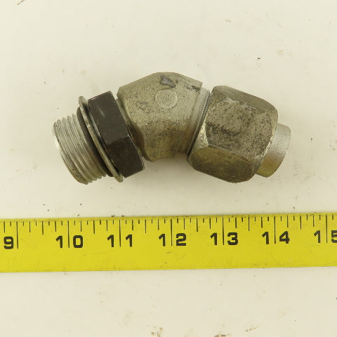 3/4" OD Tube 1-3/16-12 JIC X 1-3/16-12 ORB 45° Elbow