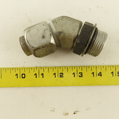 3/4" OD Tube 1-3/16-12 JIC X 1-3/16-12 ORB 45° Elbow