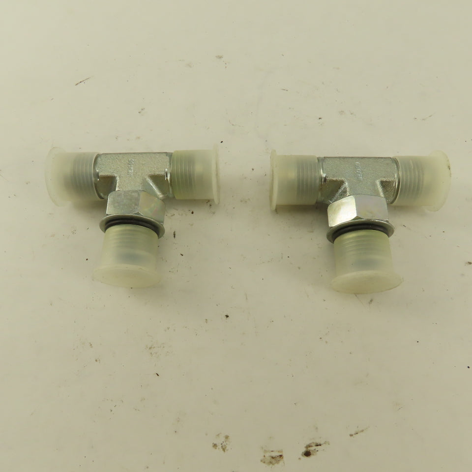 Parker 3/8" Tube OD 3/4-16 Male ORB X 3/4-16  Branch TEE Fitting Lot Of 2