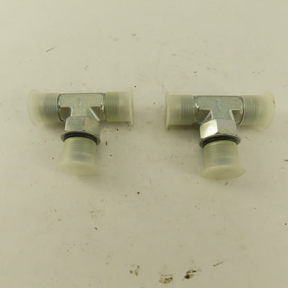 Parker 3/8" Tube OD 3/4-16 Male ORB X 3/4-16  Branch TEE Fitting Lot Of 2