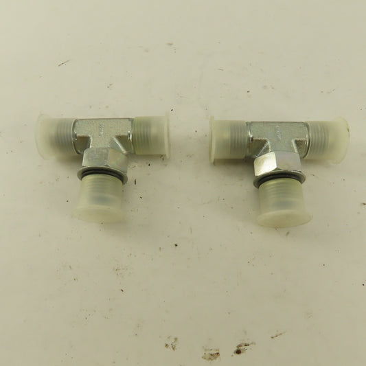 Parker 3/8" Tube OD 3/4-16 Male ORB X 3/4-16  Branch TEE Fitting Lot Of 2