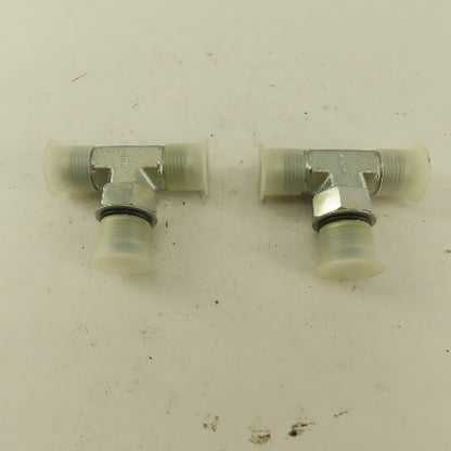 Parker 3/8" Tube OD 3/4-16 Male ORB X 3/4-16  Branch TEE Fitting Lot Of 2