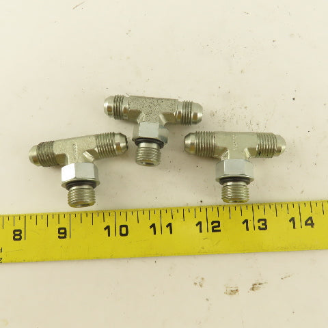 Parker 1/4" Tube OD 9/16-18 Male ORB X 9/16-18  Branch TEE Fitting Lot Of 3