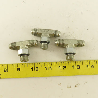 Parker 1/4" Tube OD 9/16-18 Male ORB X 9/16-18  Branch TEE Fitting Lot Of 3