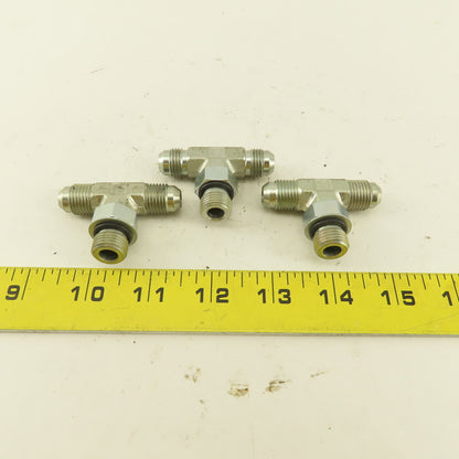 Parker 1/4" Tube OD 9/16-18 Male ORB X 9/16-18  Branch TEE Fitting Lot Of 3