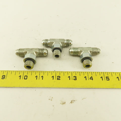 Parker 1/4" Tube OD 9/16-18 Male ORB X 9/16-18  Branch TEE Fitting Lot Of 3