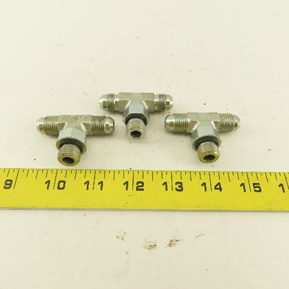 Parker 1/4" Tube OD 9/16-18 Male ORB X 9/16-18  Branch TEE Fitting Lot Of 3