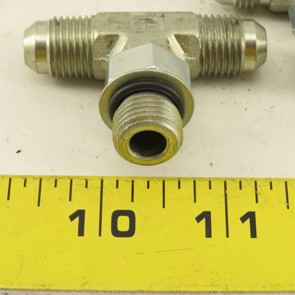 Parker 1/4" Tube OD 9/16-18 Male ORB X 9/16-18  Branch TEE Fitting Lot Of 3