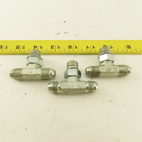 Parker 1/4" Tube OD 9/16-18 Male ORB X 9/16-18  Branch TEE Fitting Lot Of 3