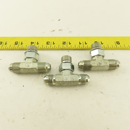 Parker 1/4" Tube OD 9/16-18 Male ORB X 9/16-18  Branch TEE Fitting Lot Of 3