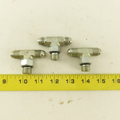 Parker 1/4" Tube OD 9/16-18 Male ORB X 9/16-18  Branch TEE Fitting Lot Of 3
