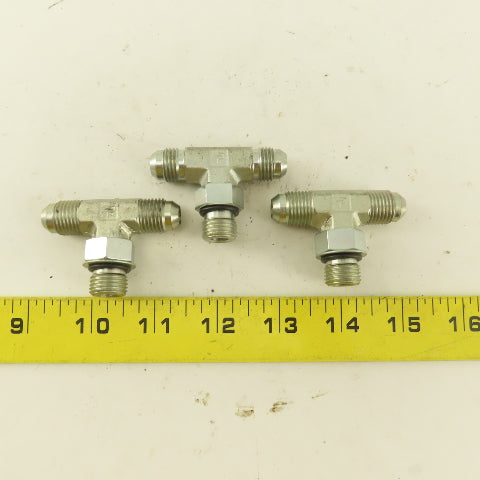 Parker 1/4" Tube OD 9/16-18 Male ORB X 9/16-18  Branch TEE Fitting Lot Of 3
