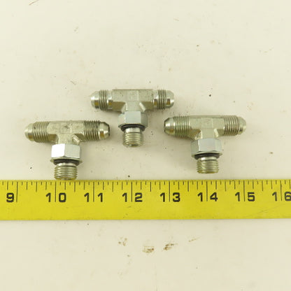 Parker 1/4" Tube OD 9/16-18 Male ORB X 9/16-18  Branch TEE Fitting Lot Of 3