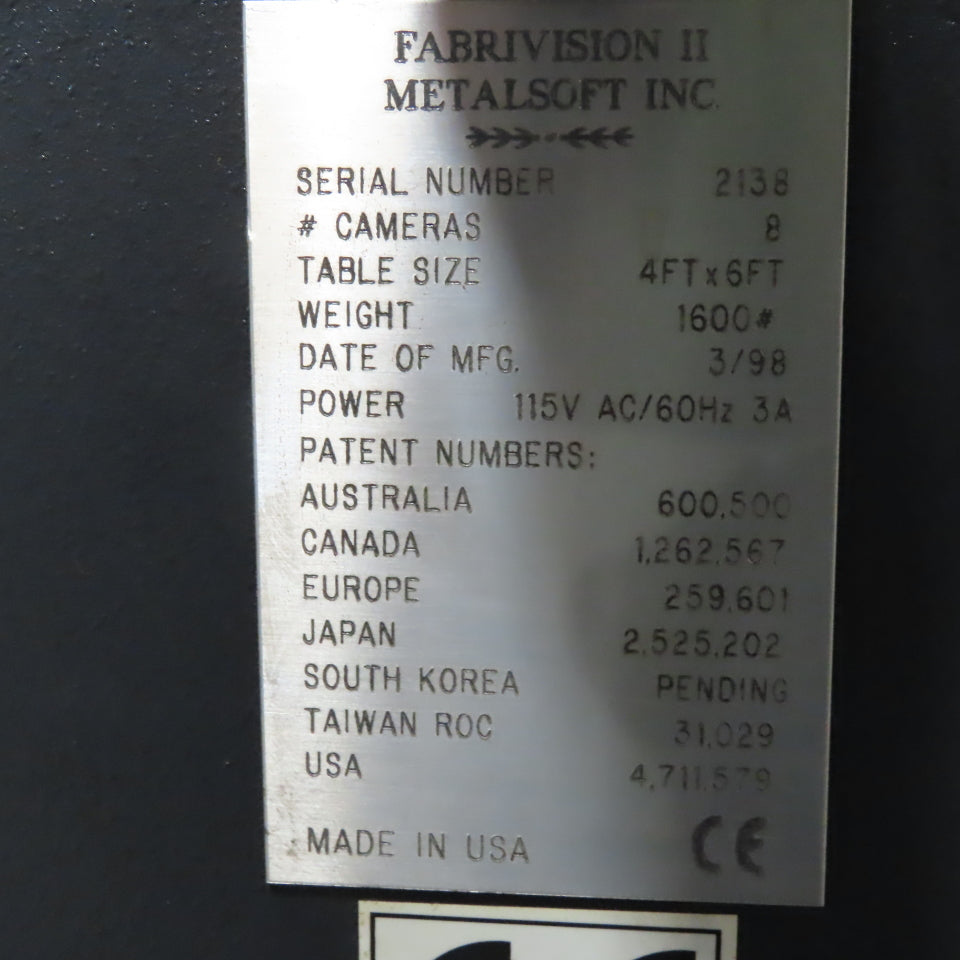 FabriVision Metalsoft 48x72 Flat Bed Measurement & Digitizing Scanner 2d scanner