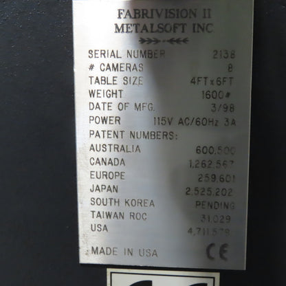 FabriVision Metalsoft 48x72 Flat Bed Measurement & Digitizing Scanner 2d scanner